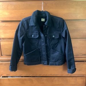 Sherpa Lined Black Denim Jacket